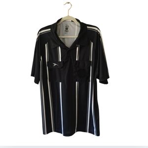SCORE Soccer Referee Polo Adult XL Short Sleeve Shirt Black White Stripe Jersey
